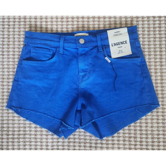 L'AGENCE Pants - Women's L'AGENCE Cotton Stretch Blue Jean Shorts Size 25 NWT